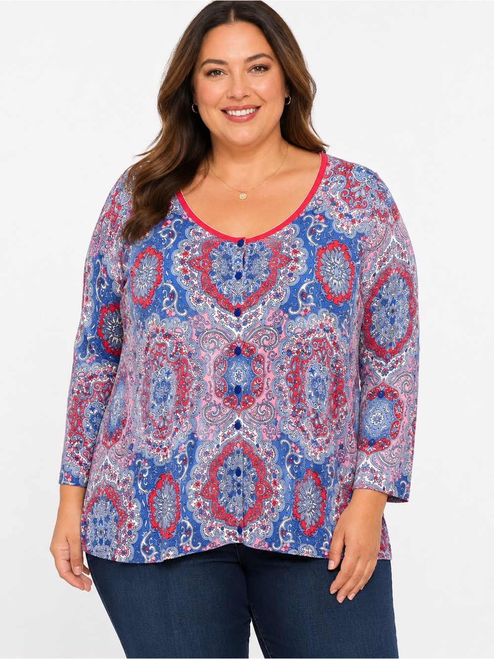 Talbots Paisley Cardigan - Blue and Pink
